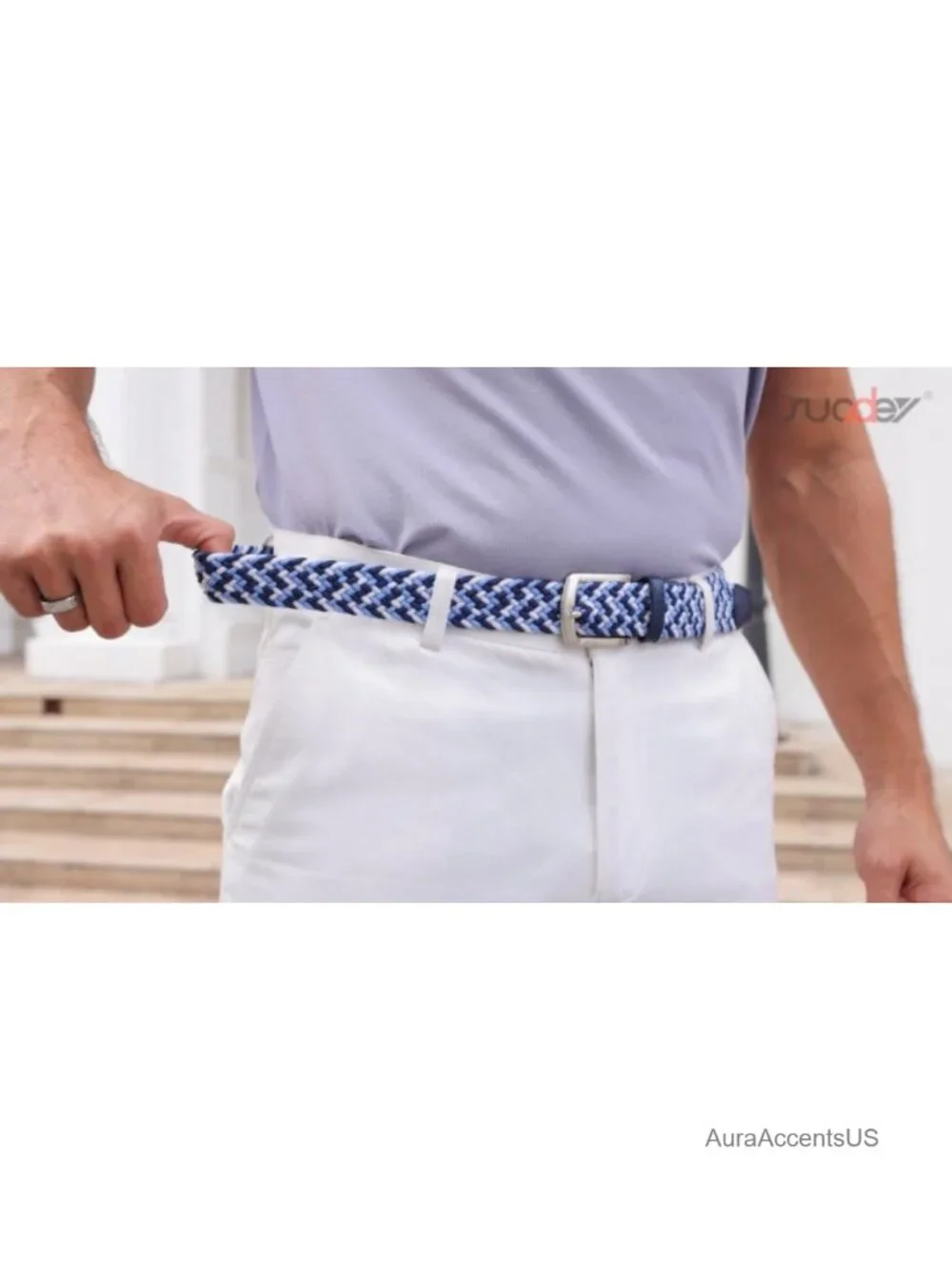 Men's Stretch Braided Belt Elastic Casual Golf Belt No Holes Adjustable 1.4